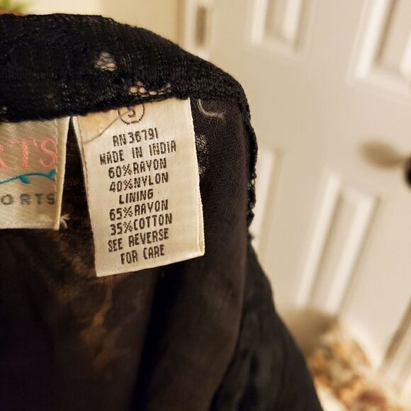 Vintage PASSPORTS  Pier One Black Dropped Waist Plated Dress - Picture 7 of 15